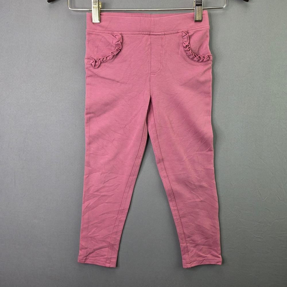 Princess Polly Girl Leggings Ruffle Pocket Mauve Pink Size 5 Pull On Stretch